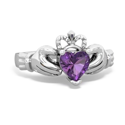 Amethyst Claddagh 14K White Gold ring R2370