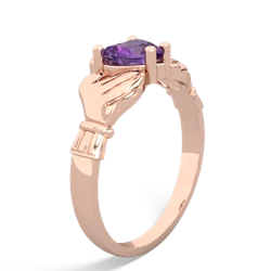 Amethyst Claddagh Diamond Crown 14K Rose Gold ring R2372