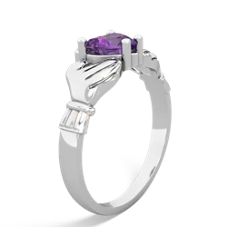 Amethyst Claddagh Diamond Crown 14K White Gold ring R2372