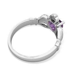 Amethyst Claddagh Diamond Crown 14K White Gold ring R2372