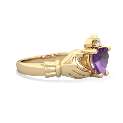 Amethyst Claddagh Diamond Crown 14K Yellow Gold ring R2372