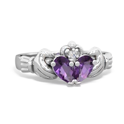 Amethyst 'Our Heart' Claddagh 14K White Gold ring R2388