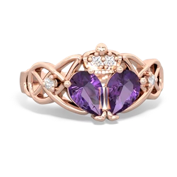 Amethyst 'One Heart' Celtic Knot Claddagh 14K Rose Gold ring R5322