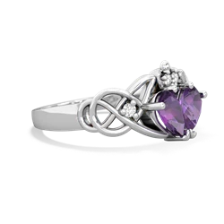 Amethyst 'One Heart' Celtic Knot Claddagh 14K White Gold ring R5322