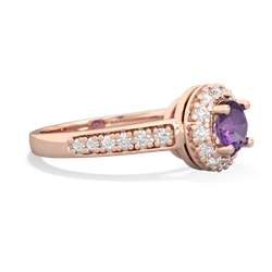 Amethyst Diamond Halo 14K Rose Gold ring R5370