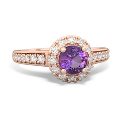 Amethyst Diamond Halo 14K Rose Gold ring R5370