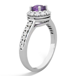 Amethyst Diamond Halo 14K White Gold ring R5370