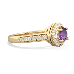 Amethyst Diamond Halo 14K Yellow Gold ring R5370