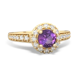 Amethyst Diamond Halo 14K Yellow Gold ring R5370