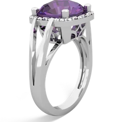 Amethyst Art Deco Cocktail 14K White Gold ring R2498