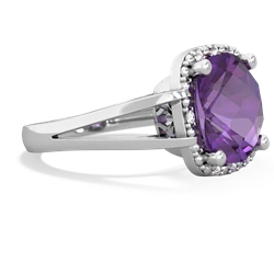 Amethyst Art Deco Cocktail 14K White Gold ring R2498