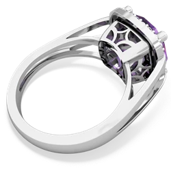 Amethyst Art Deco Cocktail 14K White Gold ring R2498