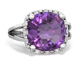 Amethyst Art Deco Cocktail 14K White Gold ring R2498