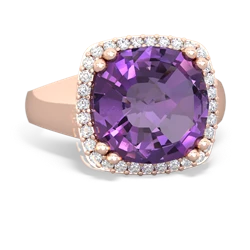 Amethyst Halo Cocktail 14K Rose Gold ring R2544