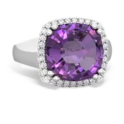 Amethyst Halo Cocktail 14K White Gold ring R2544