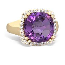 Amethyst Halo Cocktail 14K Yellow Gold ring R2544