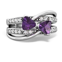 Amethyst Bowtie 14K White Gold ring R2360