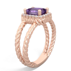 Amethyst Rope Split Band 14K Rose Gold ring R2628