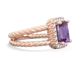 Amethyst Rope Split Band 14K Rose Gold ring R2628