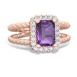 Amethyst Rope Split Band 14K Rose Gold ring R2628