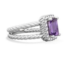 Amethyst Rope Split Band 14K White Gold ring R2628