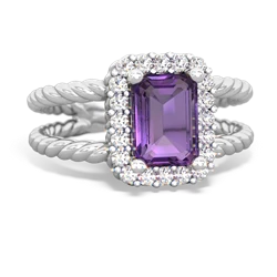 Amethyst Rope Split Band 14K White Gold ring R2628