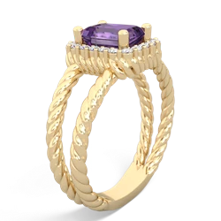 Amethyst Rope Split Band 14K Yellow Gold ring R2628