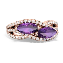 Amethyst Diamond Rivers 14K Rose Gold ring R3070