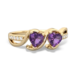 Amethyst Side By Side 14K Yellow Gold ring R3090