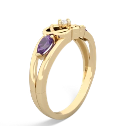 Amethyst Hearts Intertwined 14K Yellow Gold ring R5880