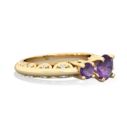 Amethyst Art Deco Eternal Embrace Engagement 14K Yellow Gold ring C2003