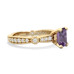 Thumbnail for Amethyst Milgrain Antique Style 14K Yellow Gold ring R26297EM - side view