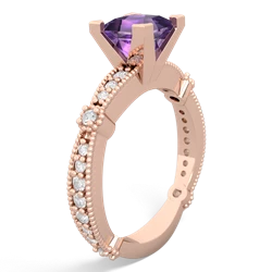 Amethyst Sparkling Tiara 6Mm Princess 14K Rose Gold ring R26296SQ