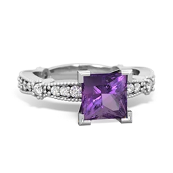 Amethyst Sparkling Tiara 6Mm Princess 14K White Gold ring R26296SQ