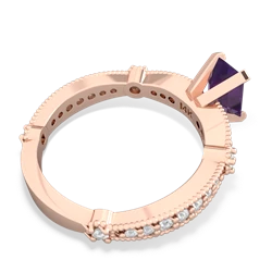 Amethyst Sparkling Tiara 7X5mm Emerald-Cut 14K Rose Gold ring R26297EM