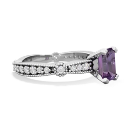 Amethyst Sparkling Tiara 7X5mm Emerald-Cut 14K White Gold ring R26297EM