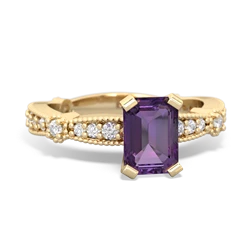 Amethyst Sparkling Tiara 7X5mm Emerald-Cut 14K Yellow Gold ring R26297EM