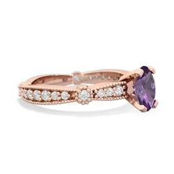 Amethyst Sparkling Tiara 7X5mm Oval 14K Rose Gold ring R26297VL