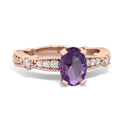 Amethyst Sparkling Tiara 7X5mm Oval 14K Rose Gold ring R26297VL