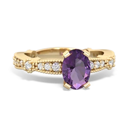 Amethyst Sparkling Tiara 7X5mm Oval 14K Yellow Gold ring R26297VL