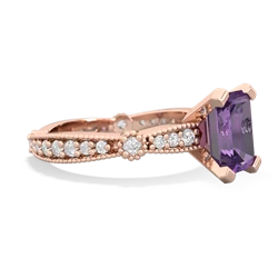 Amethyst Sparkling Tiara 8X6 Emerald-Cut 14K Rose Gold ring R26298EM