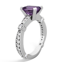 Amethyst Sparkling Tiara 8X6 Emerald-Cut 14K White Gold ring R26298EM