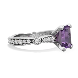 Amethyst Sparkling Tiara 8X6 Emerald-Cut 14K White Gold ring R26298EM