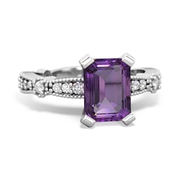 Amethyst Sparkling Tiara 8X6 Emerald-Cut 14K White Gold ring R26298EM