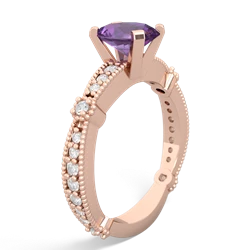 Amethyst Sparkling Tiara 8X6 Oval 14K Rose Gold ring R26298VL