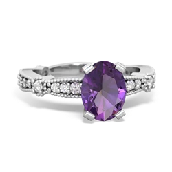 Amethyst Sparkling Tiara 8X6 Oval 14K White Gold ring R26298VL