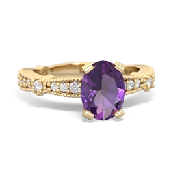 Amethyst Sparkling Tiara 8X6 Oval 14K Yellow Gold ring R26298VL