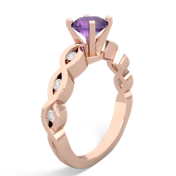 Amethyst Infinity 6Mm Round Engagement 14K Rose Gold ring R26316RD