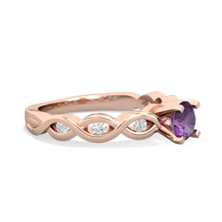 Amethyst Infinity 5Mm Round Engagement 14K Rose Gold ring R26315RD