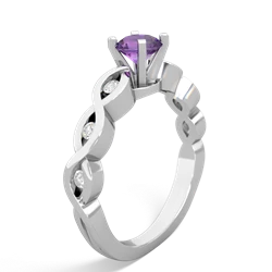 Amethyst Infinity 5Mm Round Engagement 14K White Gold ring R26315RD